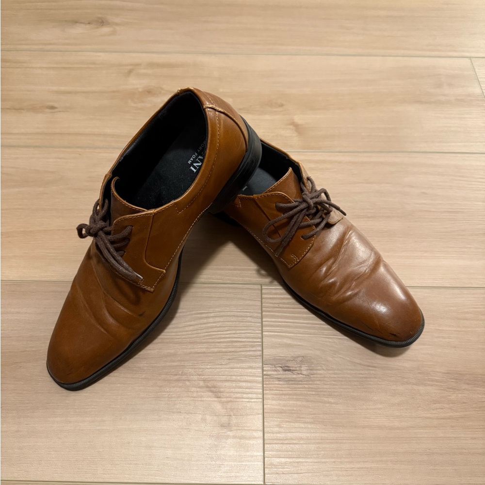 Men's Alfani Brown Leather Dress Shoes